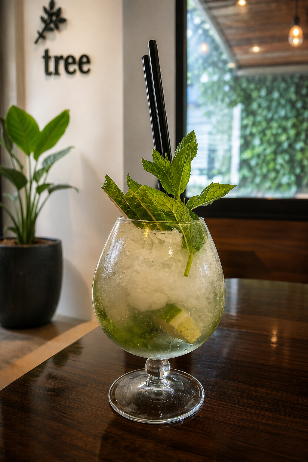 Mojito rafraîchissant à la menthe et citron vert, servi avec glace pilée